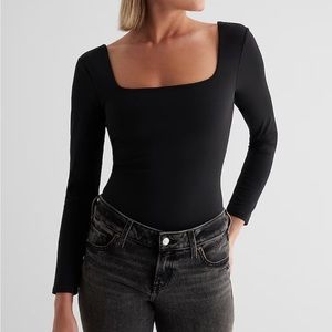 Express Body Contour High Compression Square Neck Long Sleeve Tee